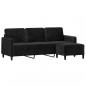 Preview: 3-Sitzer-Sofa mit Hocker Schwarz 180 cm Samt