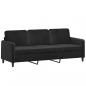 Preview: 3-Sitzer-Sofa mit Hocker Schwarz 180 cm Samt