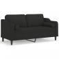 Preview: 2-Sitzer-Sofa mit Zierkissen Schwarz 140 cm Stoff