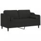 Preview: 2-Sitzer-Sofa mit Zierkissen Schwarz 140 cm Stoff