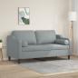 Preview: ARDEBO.de - 2-Sitzer-Sofa mit Zierkissen Hellgrau 140 cm Stoff