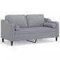 Preview: 2-Sitzer-Sofa mit Zierkissen Hellgrau 140 cm Stoff