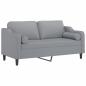 Preview: 2-Sitzer-Sofa mit Zierkissen Hellgrau 140 cm Stoff