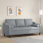 Preview: ARDEBO.de - 3-Sitzer-Sofa mit Zierkissen Hellgrau 180 cm Stoff