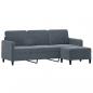 Preview: 3-Sitzer-Sofa mit Hocker Dunkelgrau 180 cm Samt