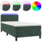 Preview: Boxspringbett mit Matratze & LED Dunkelgrün 90x190 cm Samt