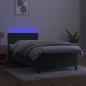 Preview: Boxspringbett mit Matratze & LED Dunkelgrün 90x190 cm Samt