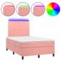 Preview: Boxspringbett mit Matratze & LED Rosa 120x200 cm Samt