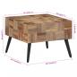 Preview: Couchtisch Grau 55x55x40 cm Recyceltes Massivholz Teak