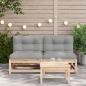 Preview: Gartensofas ohne Armlehnen mit Kissen 2 Stk. Massivholz Kiefer