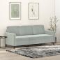 Preview: ARDEBO.de - 3-Sitzer-Sofa Hellgrau 180 cm Samt