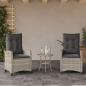 Preview: ARDEBO.de - Gartensessel mit Kissen 2 Stk. Verstellbar Hellgrau Poly Rattan