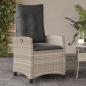 Preview: Gartensessel mit Kissen 2 Stk. Verstellbar Hellgrau Poly Rattan