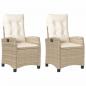 Preview: Gartensessel mit Kissen 2 Stk. Verstellbar Beige Poly Rattan