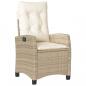 Preview: Gartensessel mit Kissen 2 Stk. Verstellbar Beige Poly Rattan