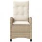 Preview: Gartensessel mit Kissen 2 Stk. Verstellbar Beige Poly Rattan