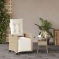 Preview: Gartensessel mit Fußteil Verstellbar Beige Poly Rattan