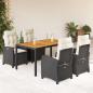 Preview: ARDEBO.de - 5-tlg. Garten-Essgruppe mit Kissen Schwarz Poly Rattan