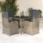 Preview: ARDEBO.de - 5-tlg. Garten-Essgruppe mit Kissen Grau Poly Rattan