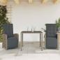 Preview: ARDEBO.de - 3-tlg. Bistro-Set mit Kissen Grau Poly Rattan