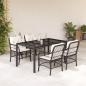 Preview: ARDEBO.de - 5-tlg. Garten-Essgruppe mit Kissen Schwarz Poly Rattan