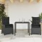 Preview: ARDEBO.de - 3-tlg. Garten-Essgruppe mit Kissen Schwarz Poly Rattan