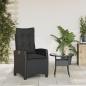 Preview: Gartensessel Verstellbar mit Kissen Schwarz Poly Rattan