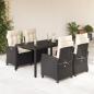 Preview: ARDEBO.de - 5-tlg. Garten-Essgruppe mit Kissen Schwarz Poly Rattan