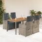 Preview: ARDEBO.de - 5-tlg. Garten-Essgruppe mit Kissen Grau Poly Rattan