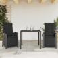 Preview: ARDEBO.de - 3-tlg. Bistro-Set mit Kissen Schwarz Poly Rattan