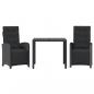 Preview: 3-tlg. Bistro-Set mit Kissen Schwarz Poly Rattan