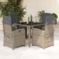 Preview: ARDEBO.de - 5-tlg. Garten-Essgruppe mit Kissen Grau Poly Rattan