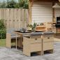 Preview: ARDEBO.de - 5-tlg. Garten-Essgruppe mit Kissen Beigemischung Poly Rattan