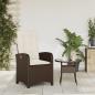 Preview: Gartensessel Verstellbar mit Kissen Braun Poly Rattan