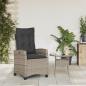 Preview: Gartensessel Verstellbar mit Kissen Grau Poly Rattan