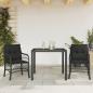 Preview: ARDEBO.de - 3-tlg. Bistro-Set mit Kissen Schwarz Poly Rattan