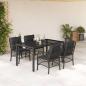 Preview: ARDEBO.de - 5-tlg. Garten-Essgruppe mit Kissen Schwarz Poly Rattan