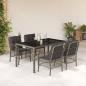 Preview: ARDEBO.de - 5-tlg. Garten-Essgruppe mit Kissen Grau Poly Rattan