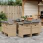 Preview: ARDEBO.de - 9-tlg. Garten-Essgruppe mit Kissen Beigemischung Poly Rattan