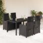 Preview: ARDEBO.de - 5-tlg. Garten-Essgruppe mit Kissen Schwarz Poly Rattan