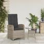 Preview: Gartensessel Verstellbar mit Kissen Grau Poly Rattan