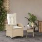 Preview: Gartensessel mit Kissen Verstellbar Beige Poly Rattan