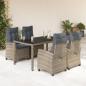 Preview: ARDEBO.de - 5-tlg. Garten-Essgruppe mit Kissen Grau Poly Rattan