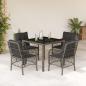 Preview: ARDEBO.de - 5-tlg. Garten-Essgruppe mit Kissen Grau Poly Rattan