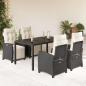 Preview: ARDEBO.de - 5-tlg. Garten-Essgruppe mit Kissen Schwarz Poly Rattan