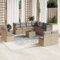 Preview: ARDEBO.de - 12-tlg. Garten-Sofagarnitur mit Kissen Beige Poly Rattan