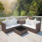 Preview: ARDEBO.de - 4-tlg. Garten-Lounge-Set mit Auflagen Poly Rattan Braun