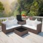 Preview: 4-tlg. Garten-Lounge-Set mit Auflagen Poly Rattan Braun