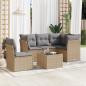 Preview: ARDEBO.de - 6-tlg. Garten-Sofagarnitur mit Kissen Beige Poly Rattan