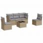 Preview: 6-tlg. Garten-Sofagarnitur mit Kissen Beige Poly Rattan